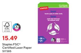 Staples Staples fsc® certified laser paper offer