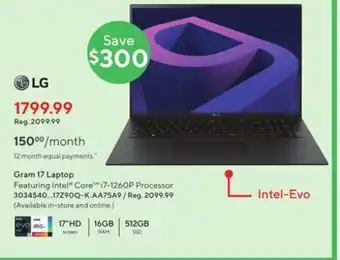 Staples Lg gram 17 laptop offer