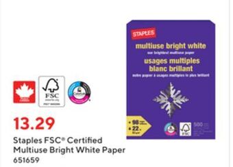 Staples Staples fsc-certified multiuse bright white paper offer