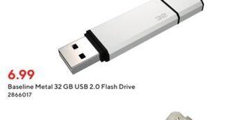 Staples Baseline metal 32 gb usb 2.0 flash drive offer