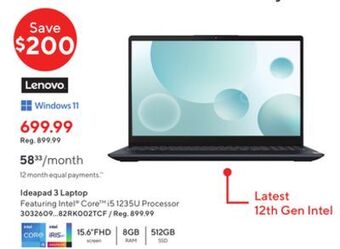 Staples Lenovo ideapad 3 laptop offer