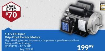 Princess Auto 1-1/2 hp open drip-proof electric motors offer