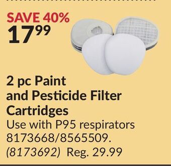 Princess Auto 2 pc paint and pesticide filter cartridges offer