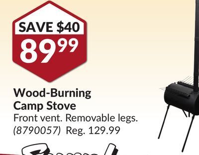 Wood-burning camp stove offer at Princess Auto
