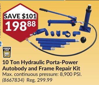 Princess Auto 10 ton hydraulic porta-power autobody and frame repair kit offer