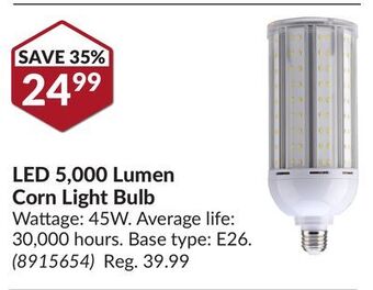 Princess Auto Led 5, 000 lumen corn light bulb offer