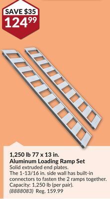 Princess Auto 1, 250 77 x 13 in. aluminum loading ramp set offer