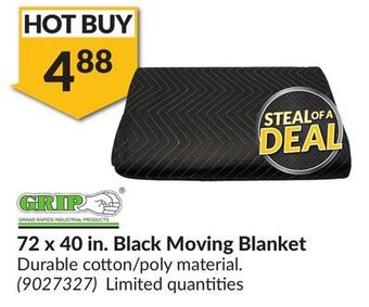Princess Auto 72 x 40 in. black moving blanket offer