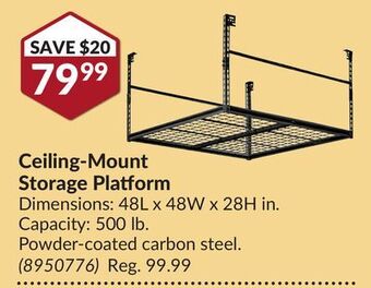 Princess Auto Ceiling-mount storage platform offer