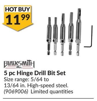 Princess Auto 5 pc hinge drill bit set offer