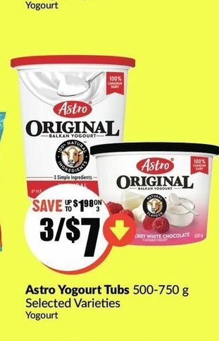 FreshCo Astro Yogurt Tubs offer