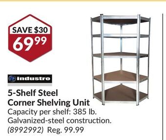 Princess Auto Industro 5-shelf steel corner shelving unit offer