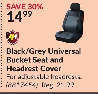 Princess Auto Black/grey universal bucket seat and headrest cover offer