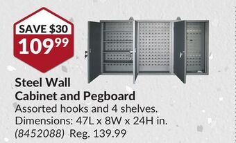 Princess Auto Steel wall cabinet and pegboard offer