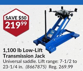 Princess Auto 1,100 lb low-lift transmission jack offer