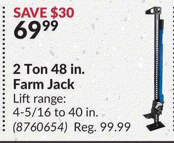 Princess Auto 2 ton 48 in. farm jack offer