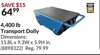 Princess Auto 4,400 lb transport dolly offer