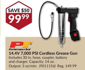 Princess Auto 14.4v 7, 000 psi cordless grease gun offer