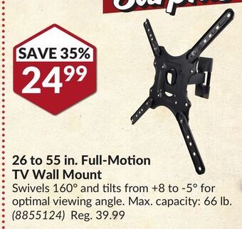 Princess Auto 26 to 55 in. full-motion tv wall mount offer