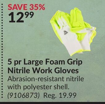 Princess Auto Foam grip nitrile work gloves offer