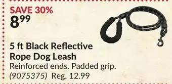 Princess Auto 5 ft black reflective rope dog leash offer