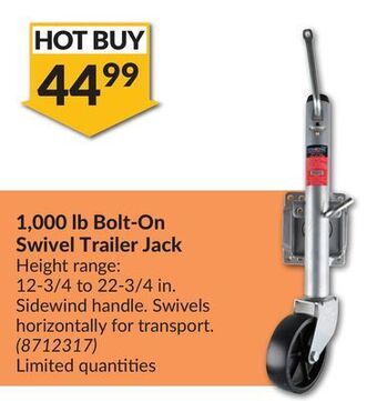 Princess Auto 1,000 lb bolt-on swivel trailer jack offer