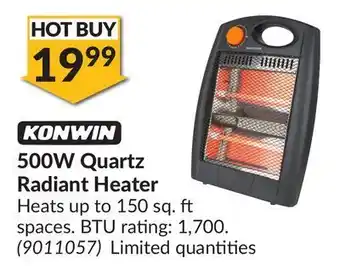 Princess Auto 500w quartz radiant heater offer