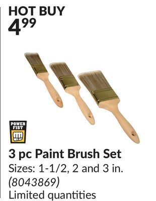 Princess Auto Power fist 3 pc paint brush set offer