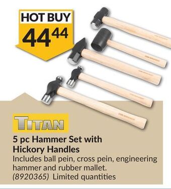 Princess Auto 5 pc hammer set with hickory handles offer