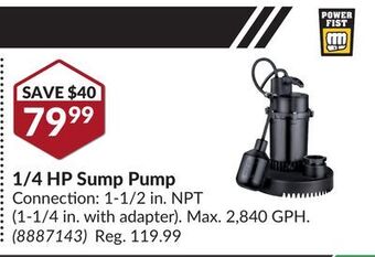 Princess Auto 1/4 hp sump pump offer