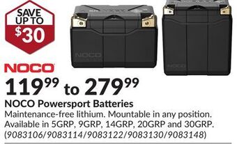 Princess Auto Noco powersport batteries offer