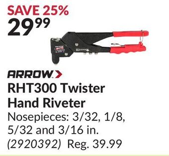 Princess Auto Rht300 twister hand riveter offer