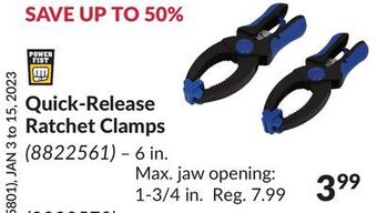 Princess Auto Quick-release ratchet clamps offer