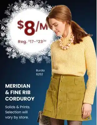Fabricland Meridian & fine rib corduroy offer