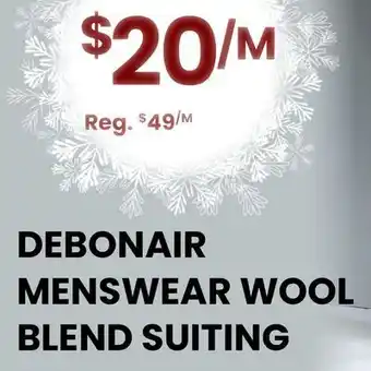 Fabricland Debonair menswear wool blend suiting offer