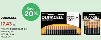 Staples Duracell alkaline batteries offer