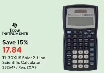 Staples Texas instruments ti-30xiis solar 2-line scientific calculator offer