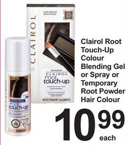 Pharmasave Clairol root touch-up colour blending gel or spray or temporary root powder hair colour offer