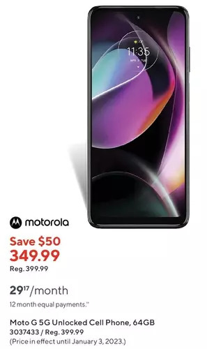 Staples Motorola moto g 5g unlocked cell phone, 64gb offer
