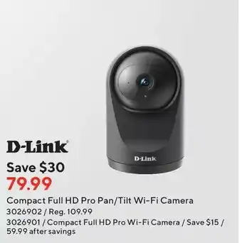 Staples D-link compact full hd pro pan/tilt wi-fi camera | compact full hd wi-fi camera offer
