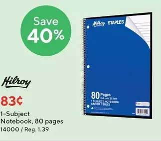 Staples Hilroy 1-subject notebook offer