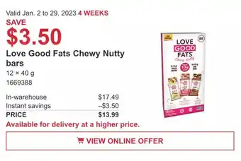Costco Love good fats chewy nutty bars offer