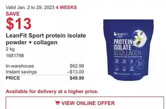 Costco Leanfit sport protein isolate powder + collagen offer