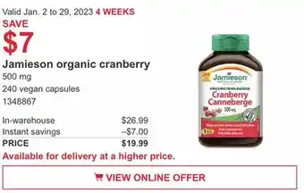 Jamieson organic cranberry