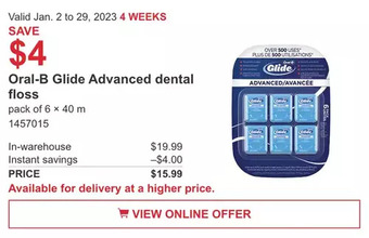 Costco Oral-b glide advanced dental floss offer