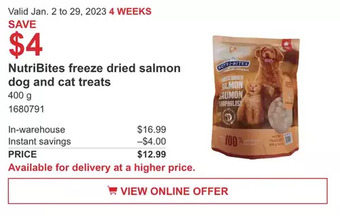 Costco Nutribites freeze dried salmon dog and cat treats offer