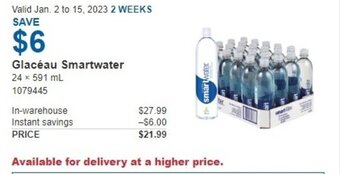 Costco Glacéau Smartwater 24x591ml offer