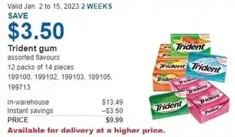 Costco Trident gum 12 packs of 14 pieces offer