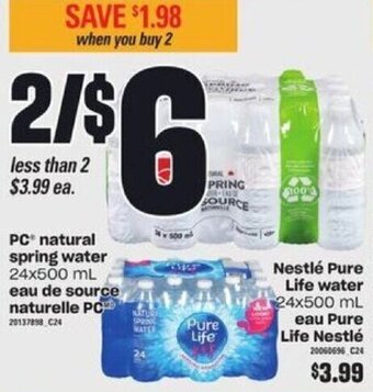 Independent Grocer PC natural spring water 24x500ml offer