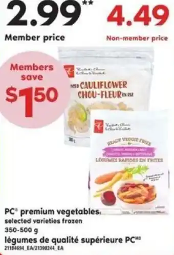 Independent Grocer PC premium vegetables 350-500g member offer